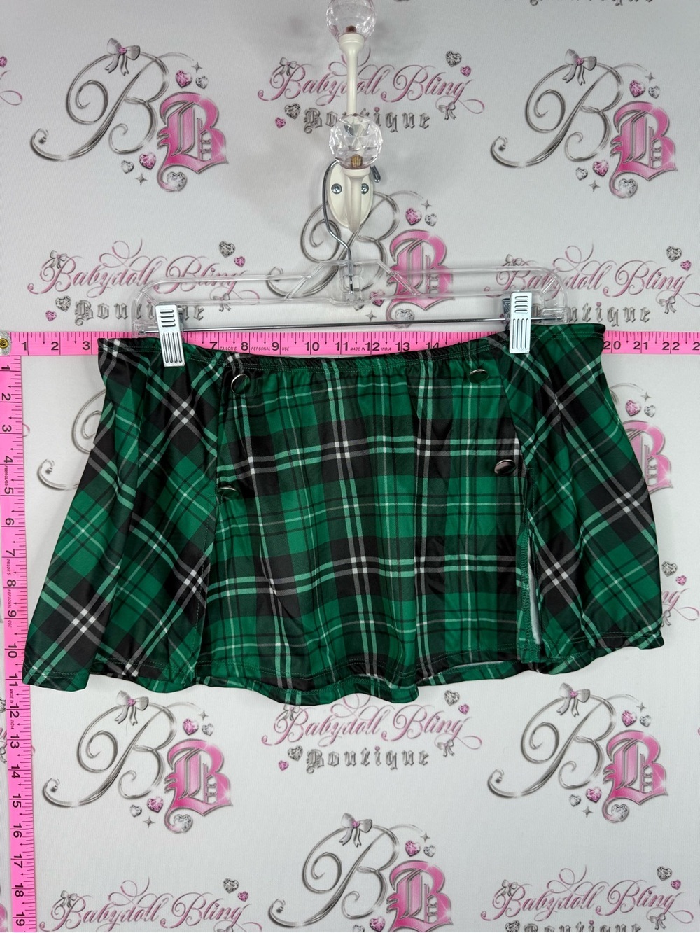 Dreamgirl micro mini skirt sexy school girl Green and Black Plaid Mini Skirt